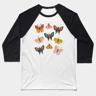 Retro Butterflies Baseball T-Shirt